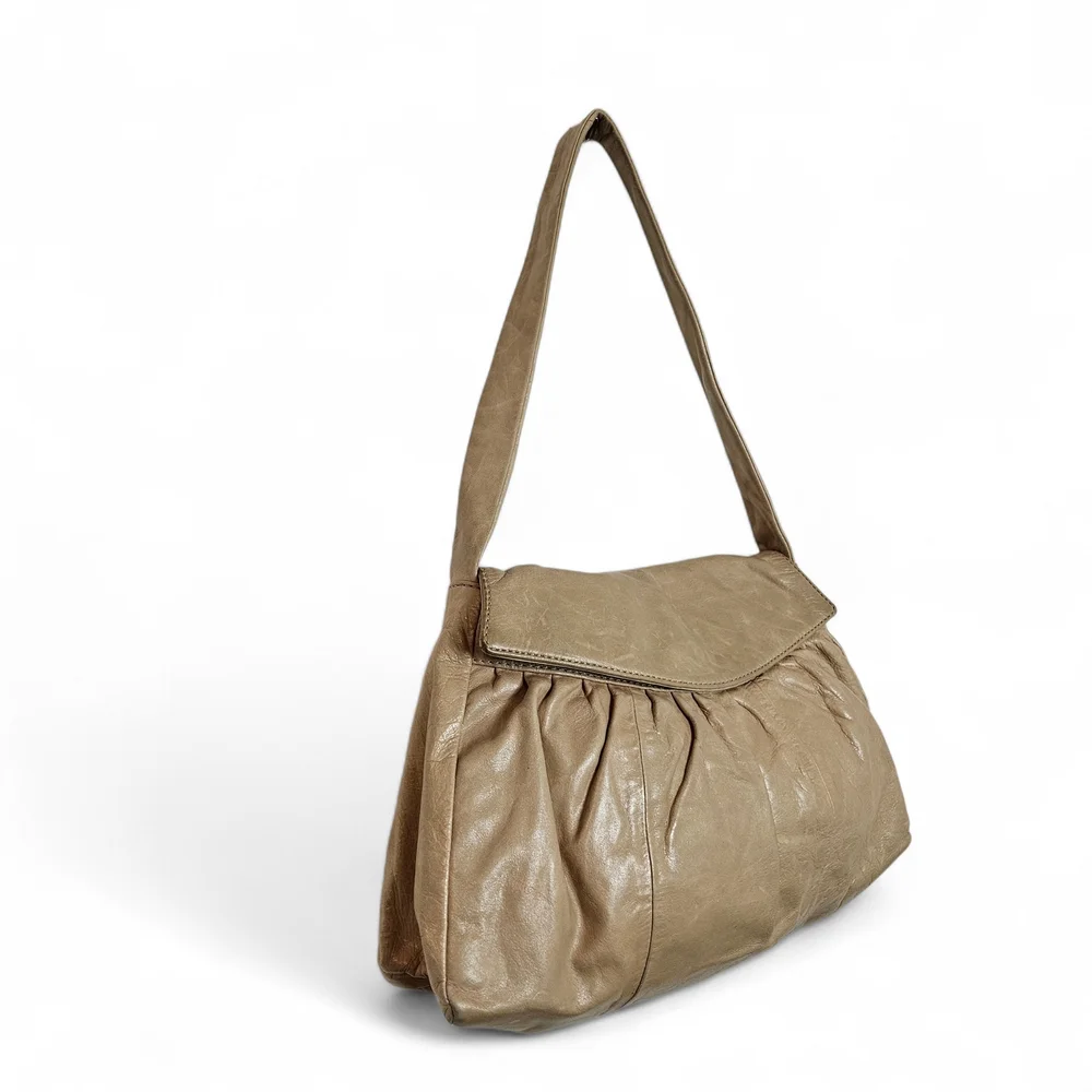 Hobo International Camel Leather Shoulder Bag Slouchy Boho Western Classic